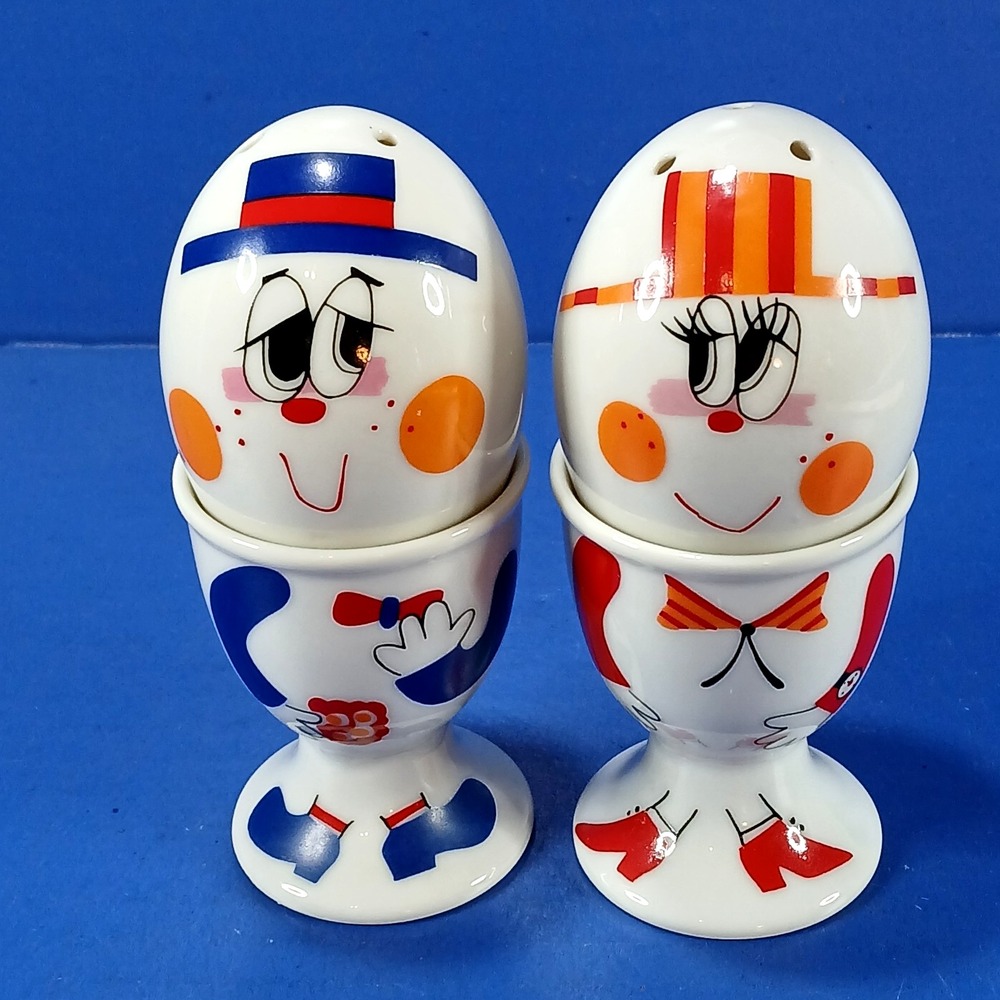 Vintage Mug People by Papel Anthropomorphic Salt & Pepper Shakers and Egg Cups